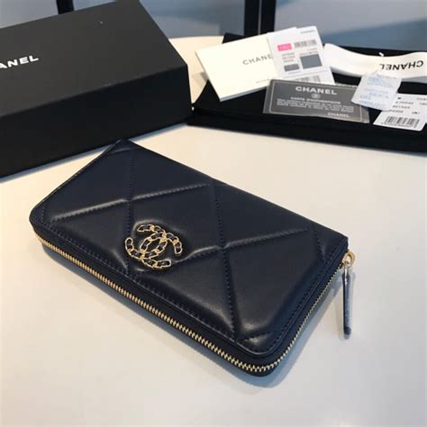 chanel 19 long zipped wallet|genuine chanel wallets.